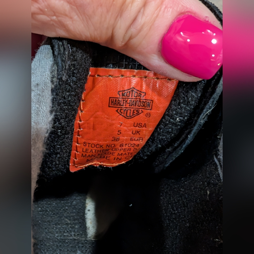 Authentic Harley-Davidson® Black Leather (thick) Lace-Up/With Strap & Buckle - Picture 8 of 13